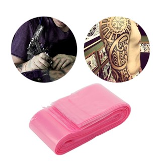 DAZA 100pcs Tattoo Clip Cord Sleeves ปลอกสายคลิปสักแบบโปร่งแสงสีชมพูโปร่งแสง