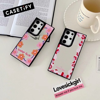 เคสโทรศัพท์มือถือ ป้องกัน ลายดอกไม้ พร้อมกระจก สําหรับ Samsung Galaxy S22 Ultra S23 Ultra S23 Plus S23+