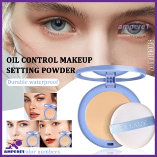 Sace Lady Oil Control Face Powder Matte Waterproof Flawless Setting Powder แป้งแต่งหน้าขนาดกะทัดรัดพร้อมพัฟและกระจก -AME1