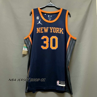 【คุณภาพสูง】ใหม่ ของแท้ NBA New York Knicks สําหรับผู้ชาย #30 เสื้อกีฬาแขนสั้น ลายทีม Julius Randle 2022-23 สีดํา