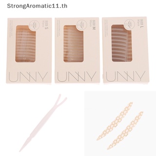 Strongaromatic เทปสติกเกอร์ ผ้าตาข่าย แต่งลูกไม้ มีกาวในตัว สีโปร่งใส สําหรับติดตาสองชั้น 90 ชิ้น