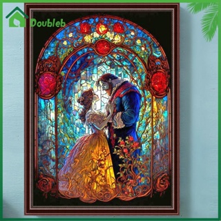 【Doub X ✮】ภาพวาดปักเพชร ทรงกลม ลาย Beauty and Beast 5D DIY สําหรับตกแต่งบ้าน ✮