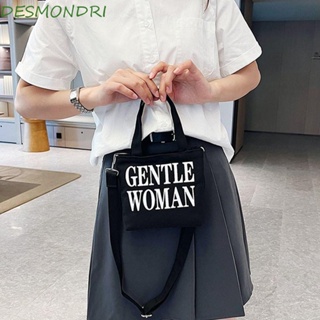 Desmondri Gentlewoman กระเป๋าสะพายไหล่ กระเป๋าถือ ผ้าแคนวาส ขนาดเล็ก พิมพ์ลายตัวอักษร ไทย สําหรับสตรี นักเรียน