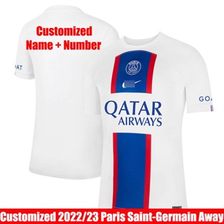 เสื้อกีฬาแขนสั้น ลายทีมชาติฟุตบอล Paris Saint-Germain 22-23 ชุดเยือน