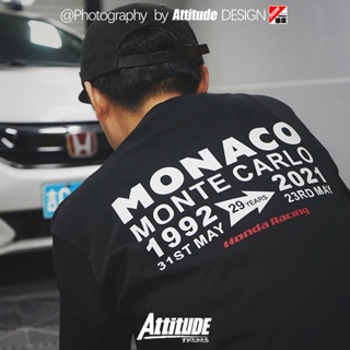 เสื้อยืดแขนสั้น พิมพ์ลาย Attitude World F1 Formula Honda Red Bull Team Monaco สําหรับผู้ชาย