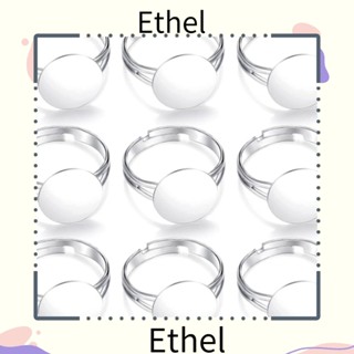 Ethel1 แหวนเปล่า ชุบเงิน 12 มม. ปรับได้ 40 ชิ้น ฐานกลม 12 มม. 40 ชิ้น