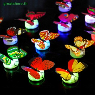 Greatshore สติกเกอร์ LED รูปผีเสื้อ 3D สุ่มสี สําหรับติดตกแต่งผนังบ้าน DIY TH