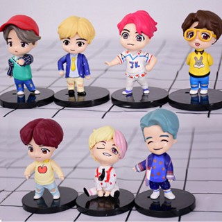 โมเดลตุ๊กตา Kpop BangTan Boy BT21 BTS ของเล่นสําหรับเด็ก 7 ชิ้น ต่อชุด