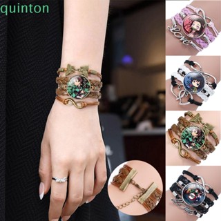 Quinton สร้อยข้อมือ หนัง PU แฮนด์เมด คอสเพลย์ อนิเมะดาบพิฆาตอสูร สไตล์เรโทร สําหรับผู้หญิง