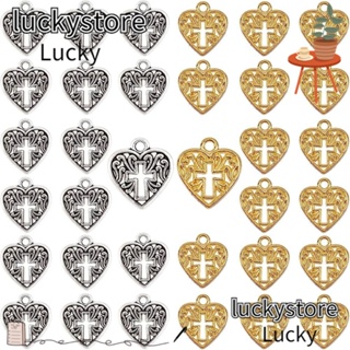 Lucky จี้ไม้กางเขน รูปหัวใจ สีเงิน สีทอง แฮนด์เมด สําหรับทําเครื่องประดับ