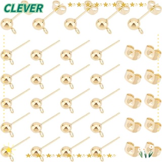 Clever ต่างหูสตั๊ด สเตนเลส 3 มม. 4 มม. สีเงิน สีทอง 3 มม. 4 มม. แฮนด์เมด DIY