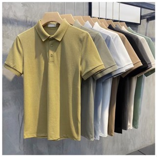 เสื้อโปโลแขนสั้นลําลอง คอปก ผ้าฝ้าย ประดับลูกปัด ทรงสลิมฟิต เข้ากับทุกการแต่งกาย สําหรับผู้ชาย