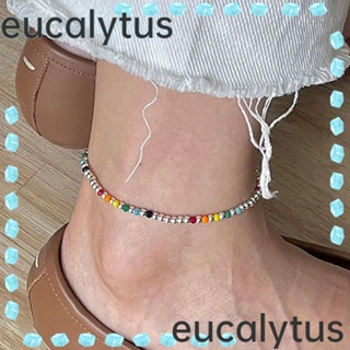 Eucalytus1 สร้อยข้อเท้าโซ่ ประดับลูกปัด หลากสี หรูหรา เหมาะกับฤดูร้อน สําหรับงานปาร์ตี้