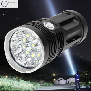 [Highbest.th] ไฟฉาย 4800LM 3 โหมด 12LED IPX5 กันน้ํา ใช้แบตเตอรี่