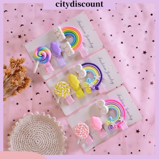 &lt;citydiscount&gt; กิ๊บติดผมหน้าม้า รูปเมฆ สายรุ้ง อมยิ้ม สําหรับเด็กผู้หญิง 3 ชิ้น