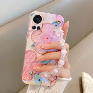 เคสโทรศัพท์มือถือ ซิลิโคนนิ่ม ลายภาพวาดสีน้ํามัน รูปพีช ดอกไม้ พร้อมสายคล้อง สําหรับ OPPO Reno10 Reno10 Pro Reno 10 Pro+ 5G Reno10 Pro 5G New 2023