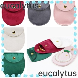 Eucalytus1 กระเป๋ากํามะหยี่ ติดกระดุม สําหรับใส่เครื่องประดับ สร้อยข้อมือ