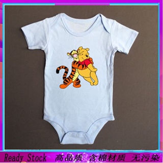 Tigger Pooh ชุดจั๊มสูทรอมเปอร์ แขนสั้น ผ้าฝ้าย ระบายอากาศ พิมพ์ลายผีเสื้อ สําหรับเด็กทารกแรกเกิด ผู้ชาย และผู้หญิง 0-24 เดือน NTOX