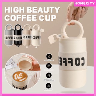 [พร้อมส่ง] ขวดน้ำสแตนเลสแฟชั่นแบบพกพาถ้วยกาแฟฉนวนกันความร้อนสองชั้นพร้อมสายสะพายไหล่สไตล์เกาหลีมูลค่าสูงถ้วยเด็กผู้หญิง