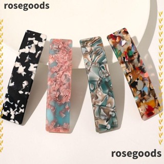 Rosegoods1 กิ๊บติดผม ลายหินอ่อน ทรงสี่เหลี่ยม หรูหรา สําหรับผู้หญิง