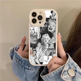 เคสโทรศัพท์มือถือหนังแกะ ซิลิโคน ลาย Marilyn Monroe สําหรับ IPhone 14 11 12 13 Pro Max Mini X XR XS 7 8 Plus 2023