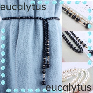 Eucalytus1 เข็มขัดมุก หรูหรา ผู้หญิง เครื่องประดับตกแต่ง สายรัดเอว ลําลอง