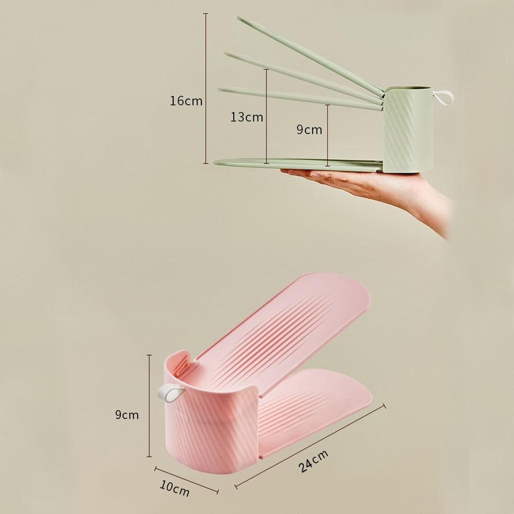 FRUITU ชั้นวางรองเท้าแบบปรับได้, ชั้นคู่ 3rd เกียร์ปรับความสูงรองเท้า, Anti Slip Stripe PP หนา Partition ผู้ถือรองเท้า Home - รูปที่ 2
