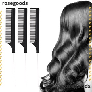 Rosegoods1 แปรงหวีผม ฟอยล์ไฮไลท์ โลหะ สีดํา แบบพกพา สําหรับร้านทําผม 5 ชิ้น