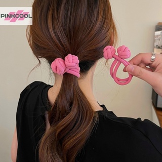 Pinkcool ยางรัดผม แบบหนา ยืดหยุ่น สีชมพู สีดํา เครื่องประดับผม ที่ทนทาน