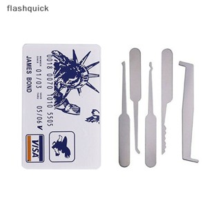 Flashquick 5 ชิ้น ที่เก็บบัตรเครดิต ชุดเครื่องมือช่างกุญแจ ไม้จิ้มฟัน พร้อมตัวล็อค แบบใส ดี