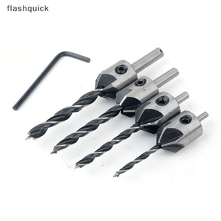 Flashquick ชุดดอกสว่านเคาน์เตอร์ซิงค์ HSS เหล็ก 5 ฟลุต 3 มม.-6 มม. 4 ชิ้น
 ดี