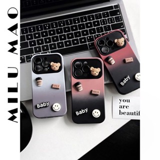 เคสโทรศัพท์มือถือ กันตก ป้องกัน ลายหมีไล่โทนสี สําหรับ Iphone 1991 14promax 13 11 14pro 13pro 14