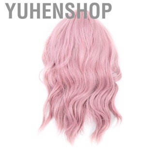 Yuhenshop LC210-1 Curly Wavy Wig Pink Pastel Short Bob Synthetic Wigs Cosplay Costume