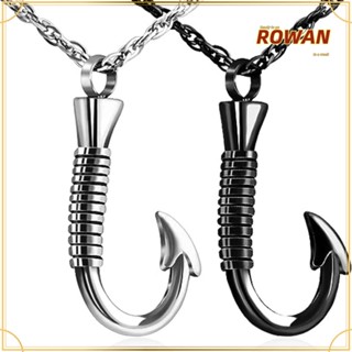 Rowans จี้สเตนเลส รูปตะขอ สีดํา สร้างสรรค์ สีเงิน เครื่องประดับ สําหรับผู้ชาย 2 ชิ้น