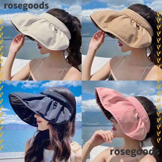 Rosegoods1 หมวกบังแดด นิ่ม พับได้ ใช้ได้สองแบบ ชายหาด กลางแจ้ง ฤดูร้อน