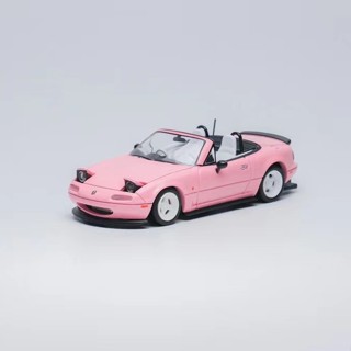 โมเดลรถยนต์ 1: 64 MicroTurbo MT Mazda MX5 Flip Light สีชมพู