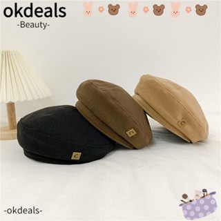 Okdeals หมวกเบเร่ต์ โลหะ ฤดูใบไม้ร่วง สําหรับผู้หญิง