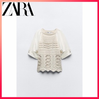 Zara ใหม่ เสื้อถัก แขนประกบ สําหรับผู้หญิง