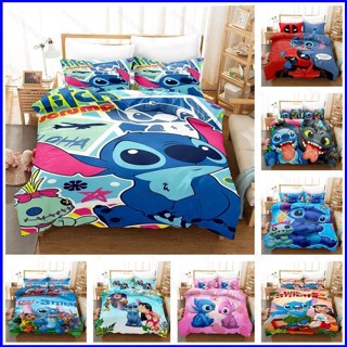 Yt1 LILO AND STITCH ชุดเครื่องนอน ผ้าห่ม ผ้านวม ระบายอากาศ ใส่สบาย ไซซ์เดียว สําหรับบ้าน ห้องนอนเด็ก