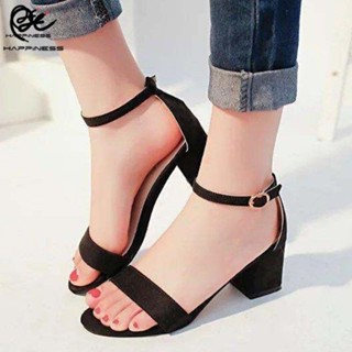 ISS402   Summer, New, Mid-heeled shoes, Womens shoes, suede, Sexy, One-strap buckle womens sandals, Roman shoes