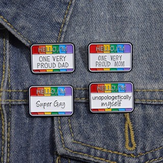 Lgbt เข็มกลัดโลหะ รูป Hello, Im Super Gay สีรุ้ง เครื่องประดับ สําหรับกระเป๋าเป้สะพายหลัง เสื้อเพื่อน ของขวัญ