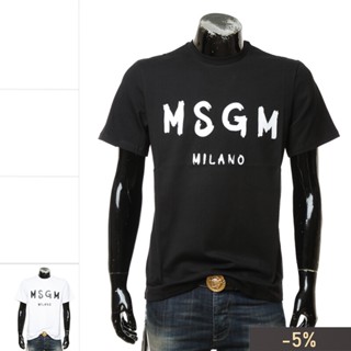 Msgm เสื้อยืดลําลอง แขนสั้น คอกลม พิมพ์ลายโมโนแกรม สําหรับผู้ชาย 2000 มม. 510 200002