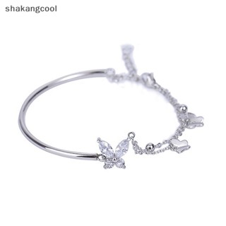 Shakangcool สร้อยข้อมือ กําไลข้อมือ สายโซ่ จี้ผีเสื้อ ประดับพู่ สไตล์มินิมอล สําหรับผู้หญิง SGL