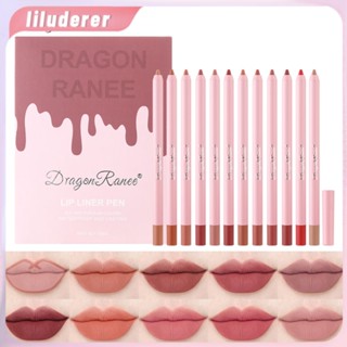 12 สีลิปไลเนอร์ไม่ติดถ้วยไม่บานกัดริมฝีปากแต่งหน้า Matte Lip Liner Set ปากกาลิปสติก HO