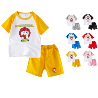 พร้อมส่ง เสื้อยืดแขนสั้น ผ้าฝ้าย 100% พิมพ์ลายการ์ตูน Paw Patrol 6 สี และกางเกง สําหรับเด็ก KC008