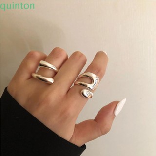 Quinton แหวนแฟชั่น แบบเปิด กลวง โค้ง แฮนด์เมด เครื่องประดับแฟชั่น