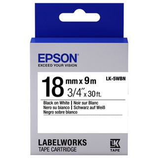 เทปพิพม์อักษร 18 มม. ดำพื้นขาว Epson LK-5WBN