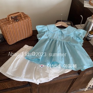 Girls summer suit 2023 new western style baby girls doll shirt top summer flared pants two-piece set UGUS