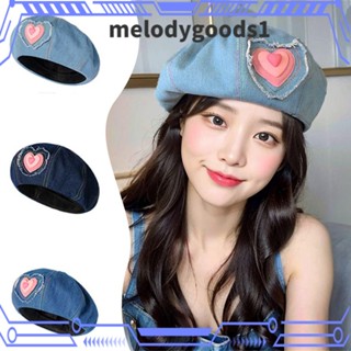 Melodygoods1 หมวกเบเร่ต์ ผ้ายีน ลายจิตรกรน่ารัก แฟชั่นฤดูใบไม้ผลิ และฤดูใบไม้ร่วง