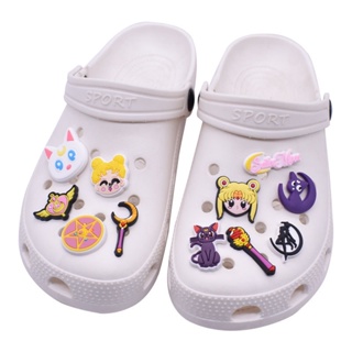 CROCS Jibbitz จี้รูปการ์ตูนอนิเมะญี่ปุ่น เซเลอร์มูน แมว ดาว กิ๊บติดรองเท้า อุปกรณ์เสริม สําหรับตกแต่งรองเท้าเด็ก